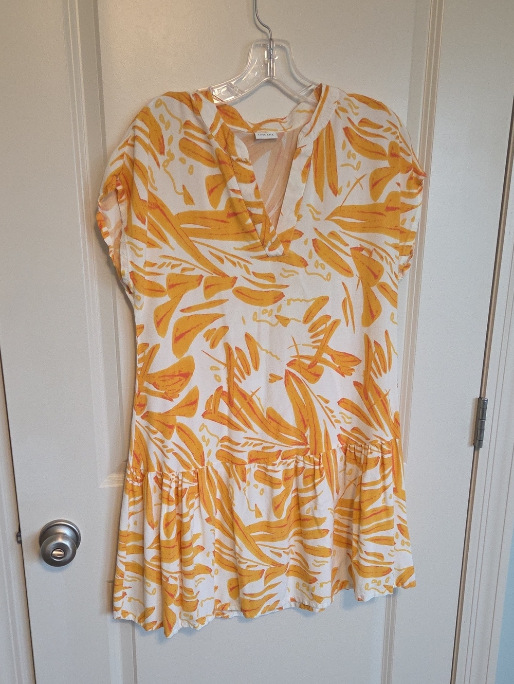 Women's White & Yellow Patterned Mini Dress